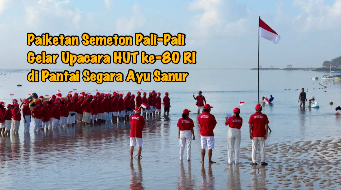 Suasana di pantai Segara Ayu, Sanur, terlihat berbeda, Minggu 17 Agustus 2025 pagi. Puluhan orang dari kaum senior atau lanjut usia (Lansia), dengan mengenakan pakaian merah putih, dan bendera merah putih, berkumpul di pinggir pantai.  Lansia yang tergabung dalam paiketan semeton Pada Lingsir, Pada Liang (Pali-Pali), ini hadir untuk mengikuti upacara bendera perayaan hari ulang tahun (HUT) Kemerdekaan ke-80 Republik Indonesia (RI). Menariknya, upacara ini digelar di atas permukaan air di kawasan Pantai Segara Ayu, Sanur, Bali, sekaligus aksi bersih sampah yang menjadi fokus aktifitas. Selengkapnya cek link : https://baliprawara.com/upacara-hut-ke-80-ri-di-pantai-segara-ayu-sanur-paiketan-semeton-pali-pali-fokus-pada-kebersihan-lingkungan/ #baliprawara #palipali #hut80ri #bali