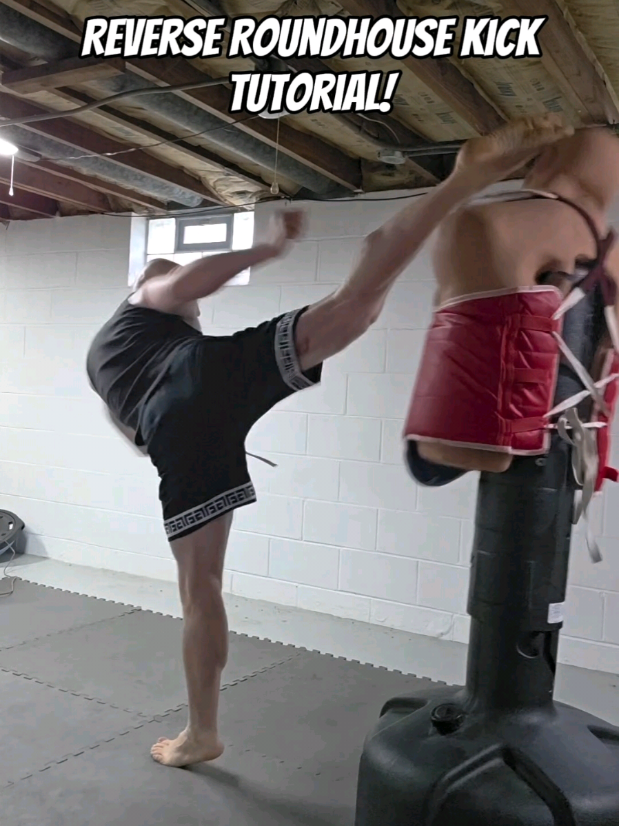 Reverse Roundhouse Kick Tutorial! . #taekwondo #martialarts #kickboxing #karate #muaythai 