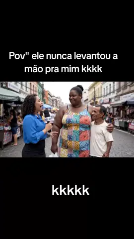 são casados a 5 anos e ele nunca levantou a mão pra ela,porquê será.? kkkkk#Googleveo3 #ia #humor #comédia #veo3 