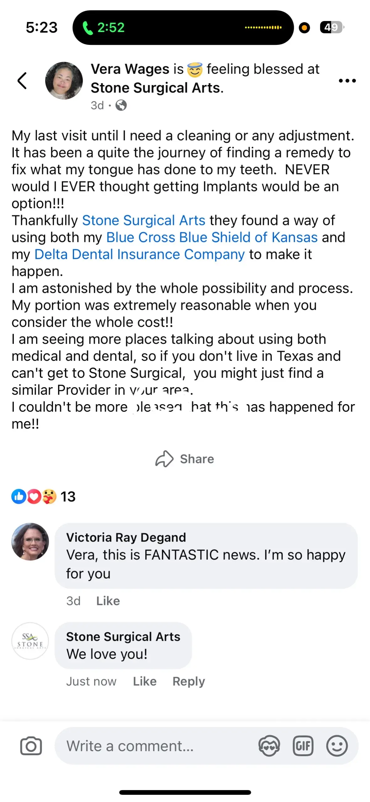 We are so happy for our wonderful patient that is now in her final zirconia and have almost all of her all on 4 procedure covered by her medical insurance! 