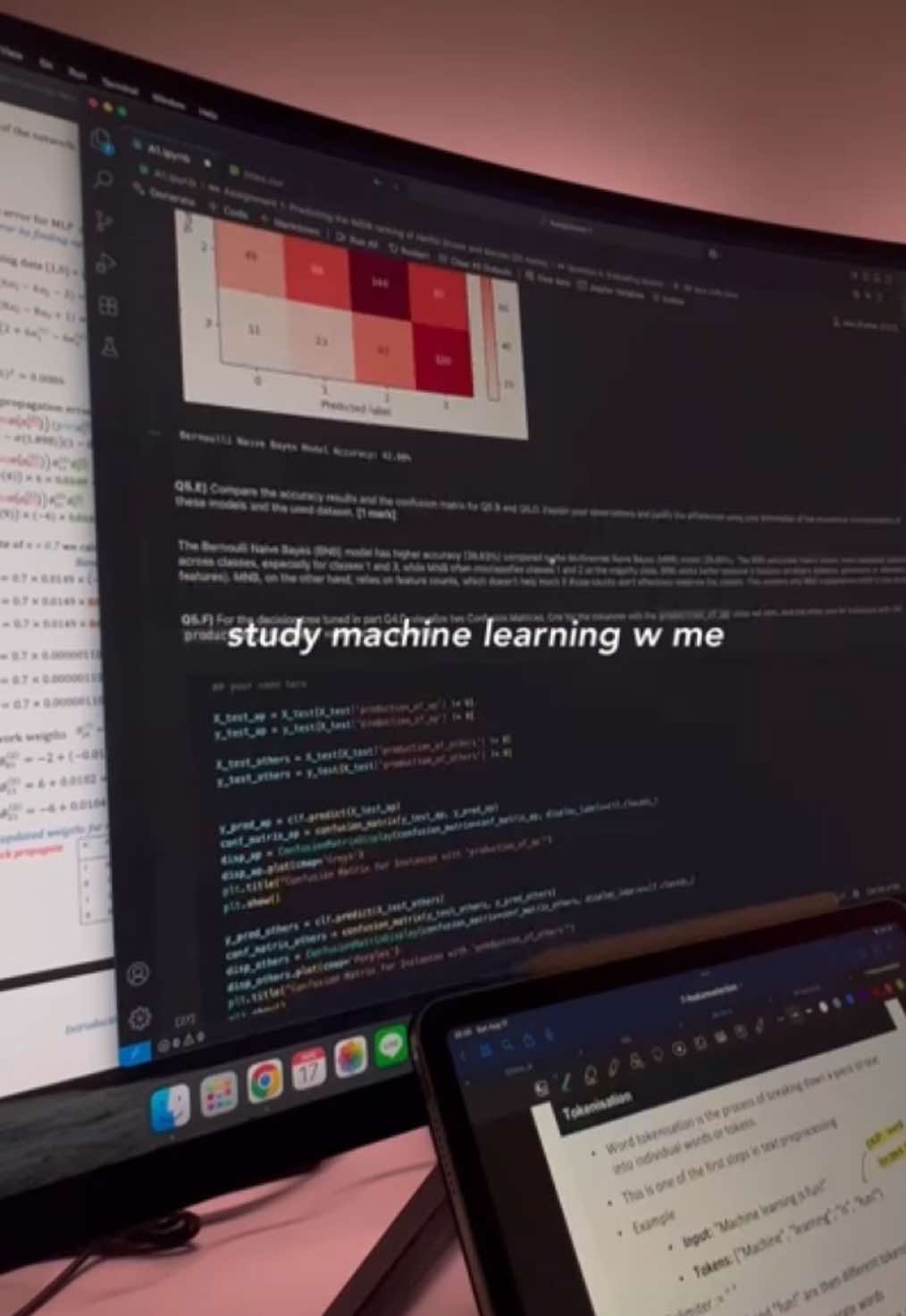 study machine learning w me #coding #machinelearning #studytok #studentlife #python 