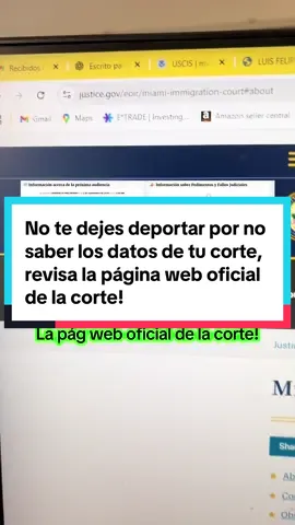 No te dejes de portar por no saber los datos de tu corte, revisa la página web oficial de la corte! No soy abogado, no doy consejo legal, no cobro consultas, no doy consultas, no estoy acreditada en Estados Unidos para representar en inmigración!  #corte #cbpone #i220a #deportacion #cubanos 