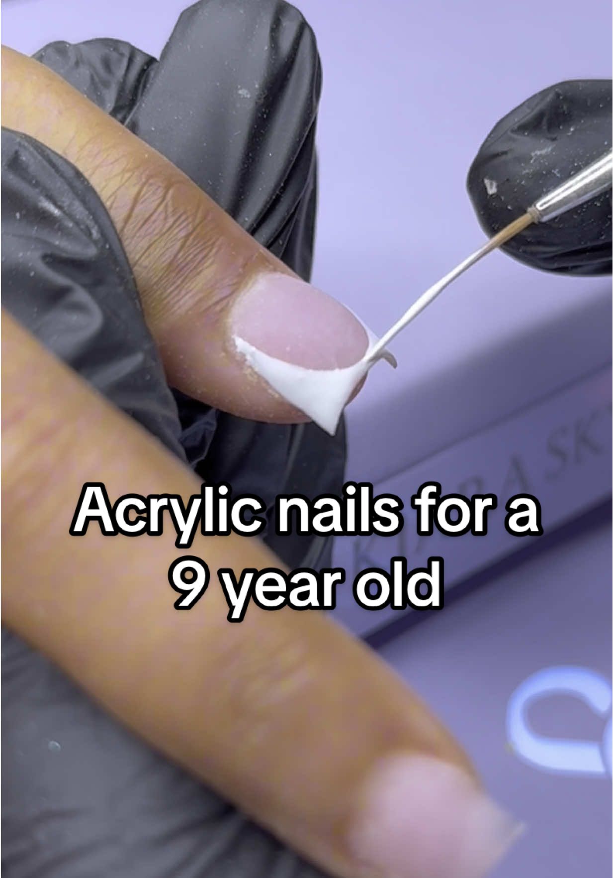 The whole process for my daughters first acrylics 💜💅🏾 #fyp #mydaughter #nails #xyzcba 