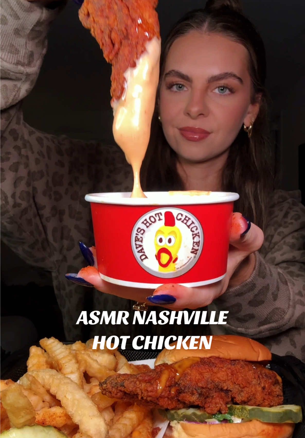 NASHVILLE HOT CHICKEN IS MY WEAKNESS!!!  #crunchyasmr #nashvillehotchicken #daveshotchicken #chickensandwhich #saucymukbang 