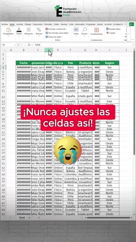 Atajo para ordenar datos y ajustar las celdas con solo 4 clics. 😊📌 #excel #exceltutorial #exceltips #trucosexcel 