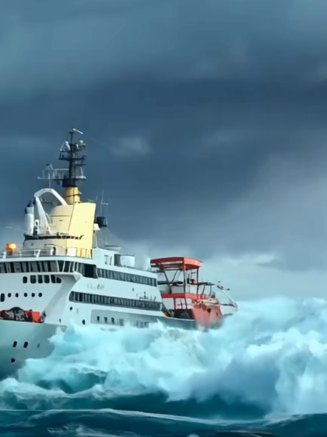 Ship Nearly Sinks in Massive Wave – Narrow Escape! #ship  #scaryocean #roughseas