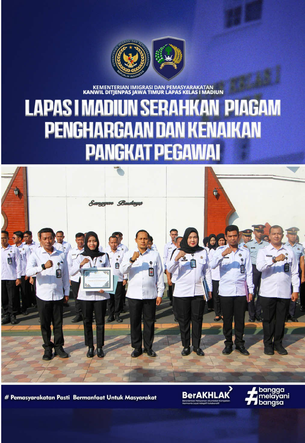 Berkinerja Baik, Lapas I Madiun Serahkan Piagam Penghargaan dan Kenaikan Pangkat Pegawai #lapasWBK #2025pastiwbbm #lasatmapastihebat #kemenimipas #dirjenpas     . @kemenimipas @ditjenpas @pemasyarakatan_jatim @kemenpanrb @agusandrianto.id @gun2gunawan29 @kadiyono88 @andiwijayakalapas1madiun