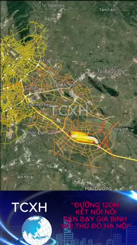 Đường 120m kết nối sân bay Gia Bình với Hà Nội dự kiến dài 35 km, rộng 120 m, tổng mức đầu tư 71.150 tỷ đồng. Điểm đầu tại sân bay ở huyện Gia Bình, điểm cuối tại nút giao đường dẫn cầu Tứ Liên với vành đai 3 TP Hà Nội. #xuhuong #sanbay #giabinhbacninh✅ #hanoi #bacninh 