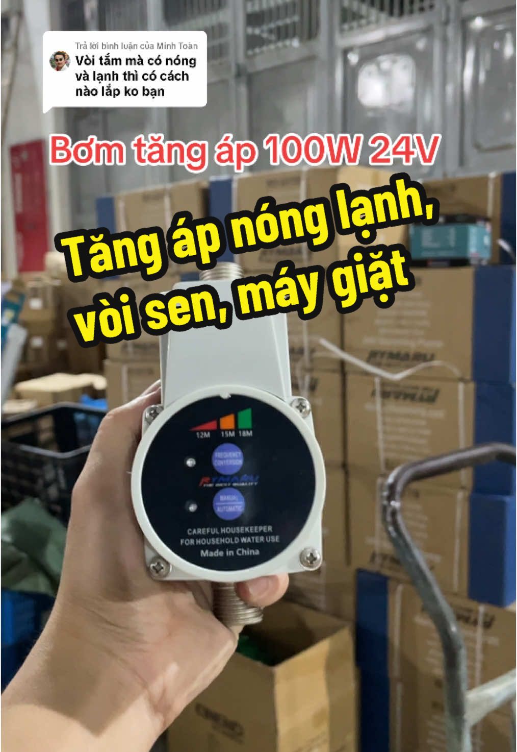 Trả lời @Minh Toàn Bơm tăng áp Rymaru 100W 24V tăng áp bình nóng lạnh, vòi sen, máy giặt, lavabo, giúp tăng áp lực nước #bomtangap #rymarury01tb #xuanthucte 