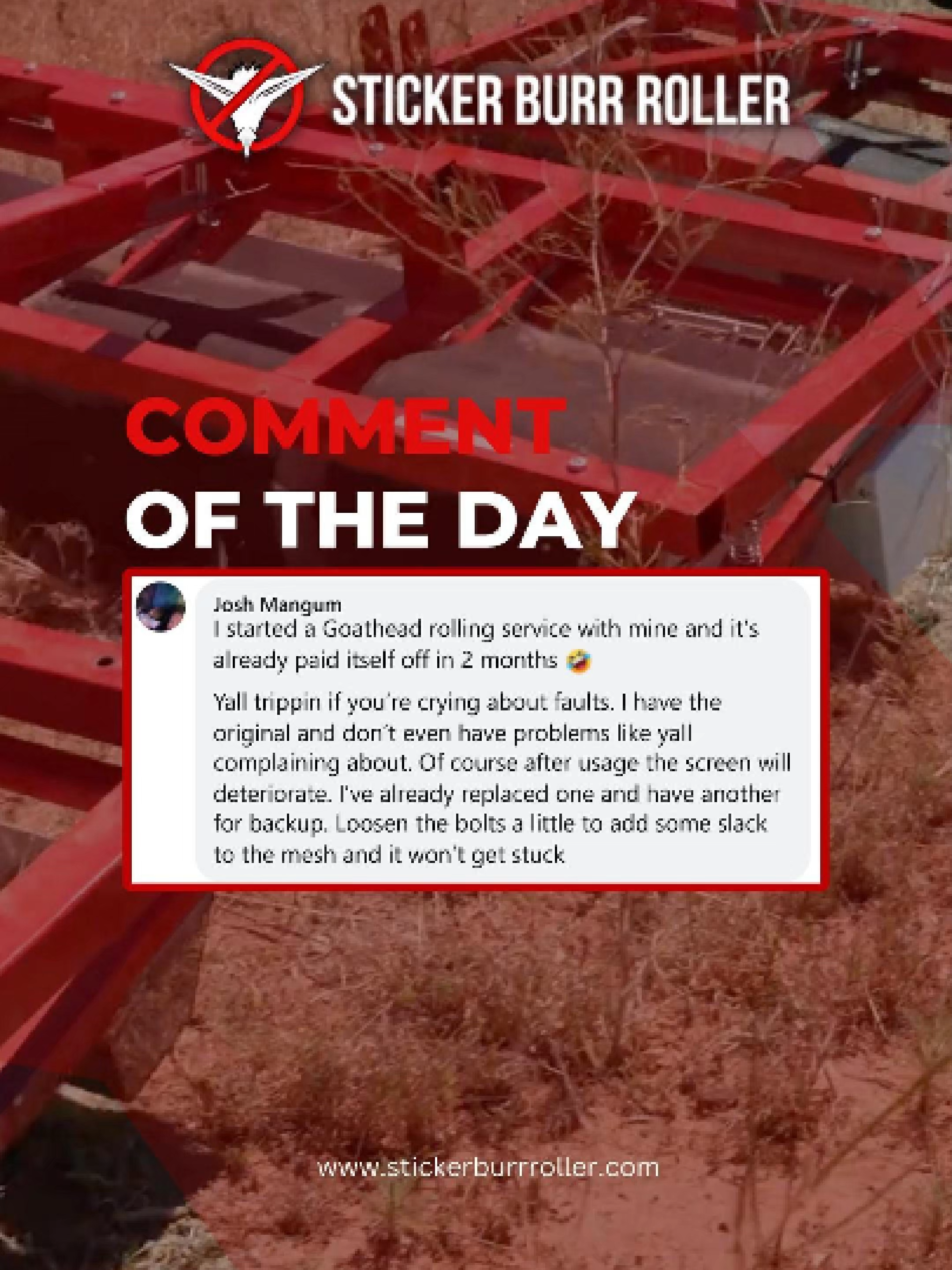 Paid itself off in 2 months! 💥 Burr-free yards + extra cash = win-win.  Grab yours now at stickerburrroller.com #CustomerSuccess #StickerBurrRoller #BurrFreeLife