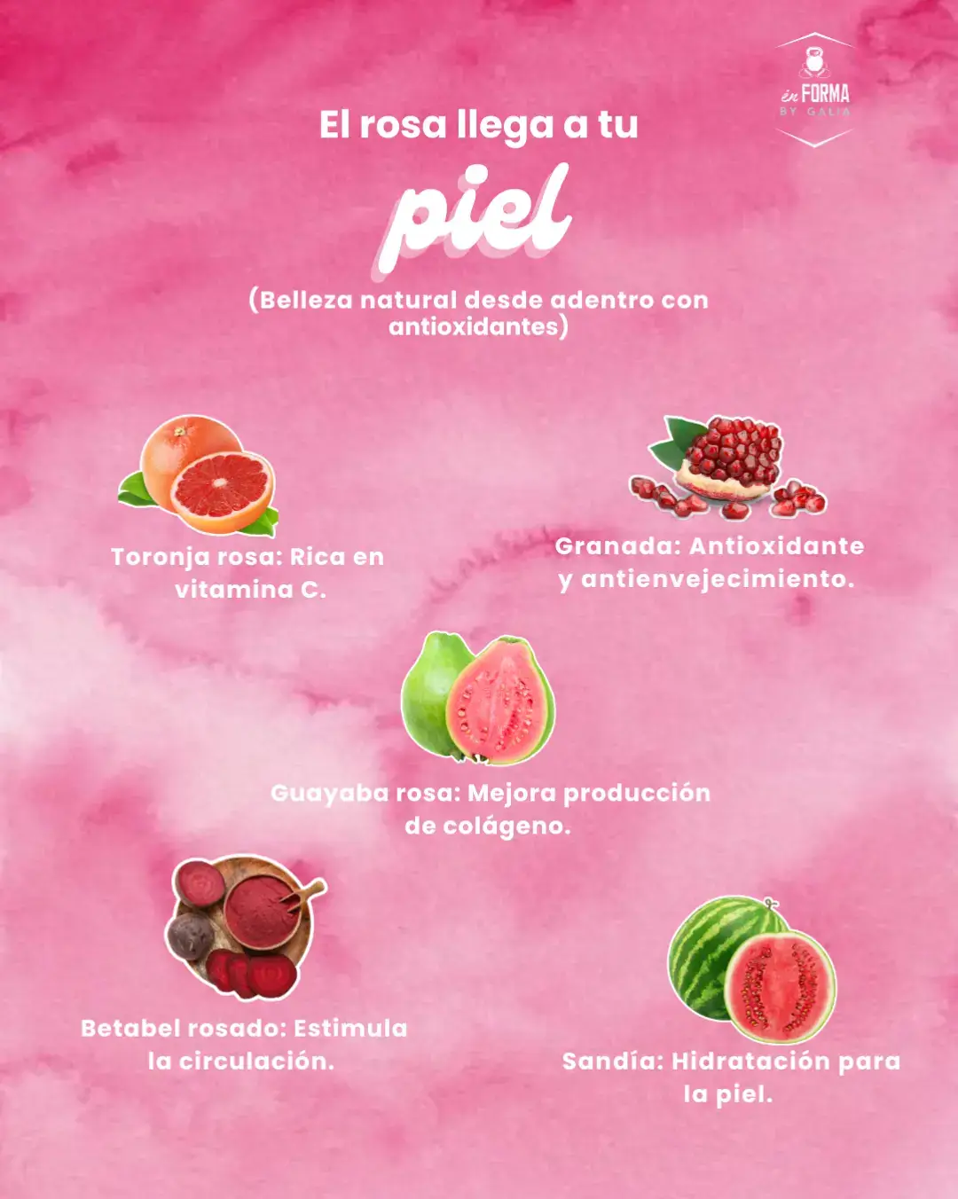 ✨🌈 Tu plato también puede ser tu mejor medicina. Cada color en los alimentos trae consigo un regalo único para tu salud: ❤️ El rojo protege tu corazón. 💜 El morado cuida tu cerebro. 💛 El amarillo eleva tu felicidad. 💚 El verde fortalece tu digestión. 🌸 El rosa embellece tu piel. Incluir variedad de colores en tu día a día no es solo algo visualmente bonito, es una forma inteligente de nutrir tu cuerpo y prevenir enfermedades. 👉 No se trata de contar calorías, sino de sumar colores, energía y vitalidad a tu vida. 🌟 Haz que tu alimentación sea tan vibrante como tú.
