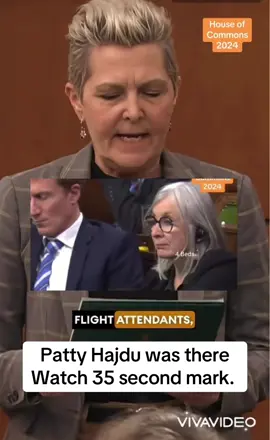 She was there….. I understand that Minister Hajdu has said she was not aware of the Flight Attendants and unpaid work. Well ….. she was there in Parliament sitting right behind the labour minister. Watch here at the 35 second mark?? 