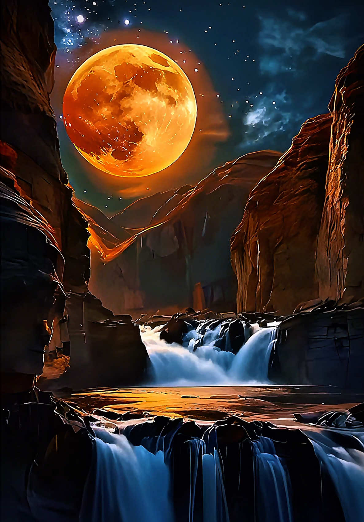 Live 4K Wallpaper HD 2025 Desert moon, Cosmic Waterfall, Rocky Mountains ⛰️ Have a great night! 🩵🌟🌗 #4kwallpapers #livewallpaper #livewallpaper4k #hdwallpaper #2025trend #relaxingvideo #fullmoonvibes #desertvibes #naturetok #meditative