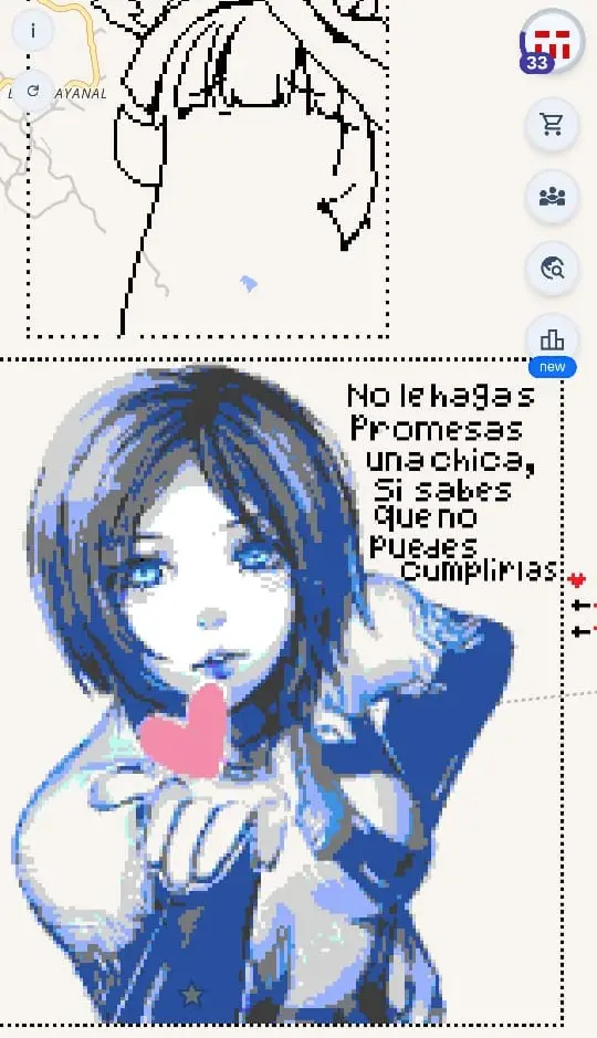 holaaaaa hice este pixel art en Colima por si quieren ir a apoyar o dejar su mensaje, el dibujo no es mío créditos a su autor#wplace #cortana #xbox #Halo #halo3 