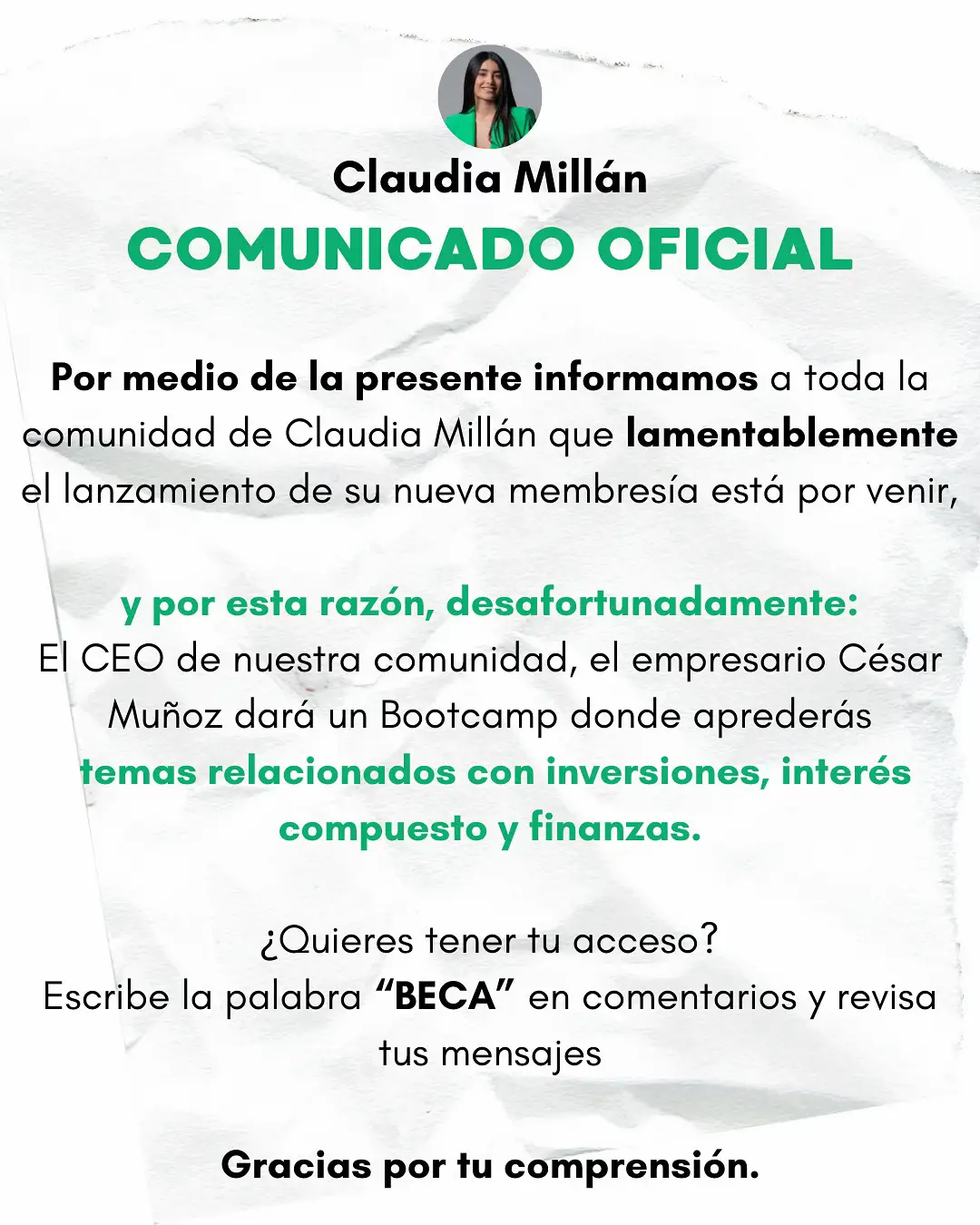 DEL 19 al 21 de AGOSTO comenzamos nuestro *bootcamp financiero de 3 días intensivo* sobre: mentalidad, finanzas, interes compuesto con el CEO DE NUESTRA COMUNIDAD 🔥! Liberaremos SOLO 50 BECAS del 100% escríbeme la palabra “BECA” y revisa tus mensajes!  #interescompuesto #finanzas #mentalidad #dinero #abundancia  