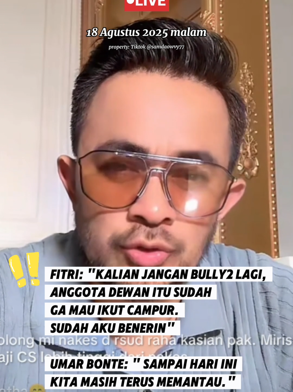 Membalas @daini.imran semalam live pak dewan buzzernya dikit banget, mungkin karena ada perintah dewan penegak berdasarkan wangsit yg turun dari kahyangan, tapi ternyata pak Dewan masih terus memantau 🤓✍️👀. Pak @umarbonte01 trimakasih tetap komit dalam mengawal kasus yang menimpa @nikitamirzanimawardi173 agar proses hukum yang sedang berjalan tetap tegak lurus dan berpihak pada keadilan. Siap2 pak Dewan kemungkinan diserbu lagi, merdeka! 🙏🇮🇩🙌 #nikitamirzani #justicefornikitamirzani #laodeumarbonte #fitrisalhuteru #nikitamirzanimawardi_17 