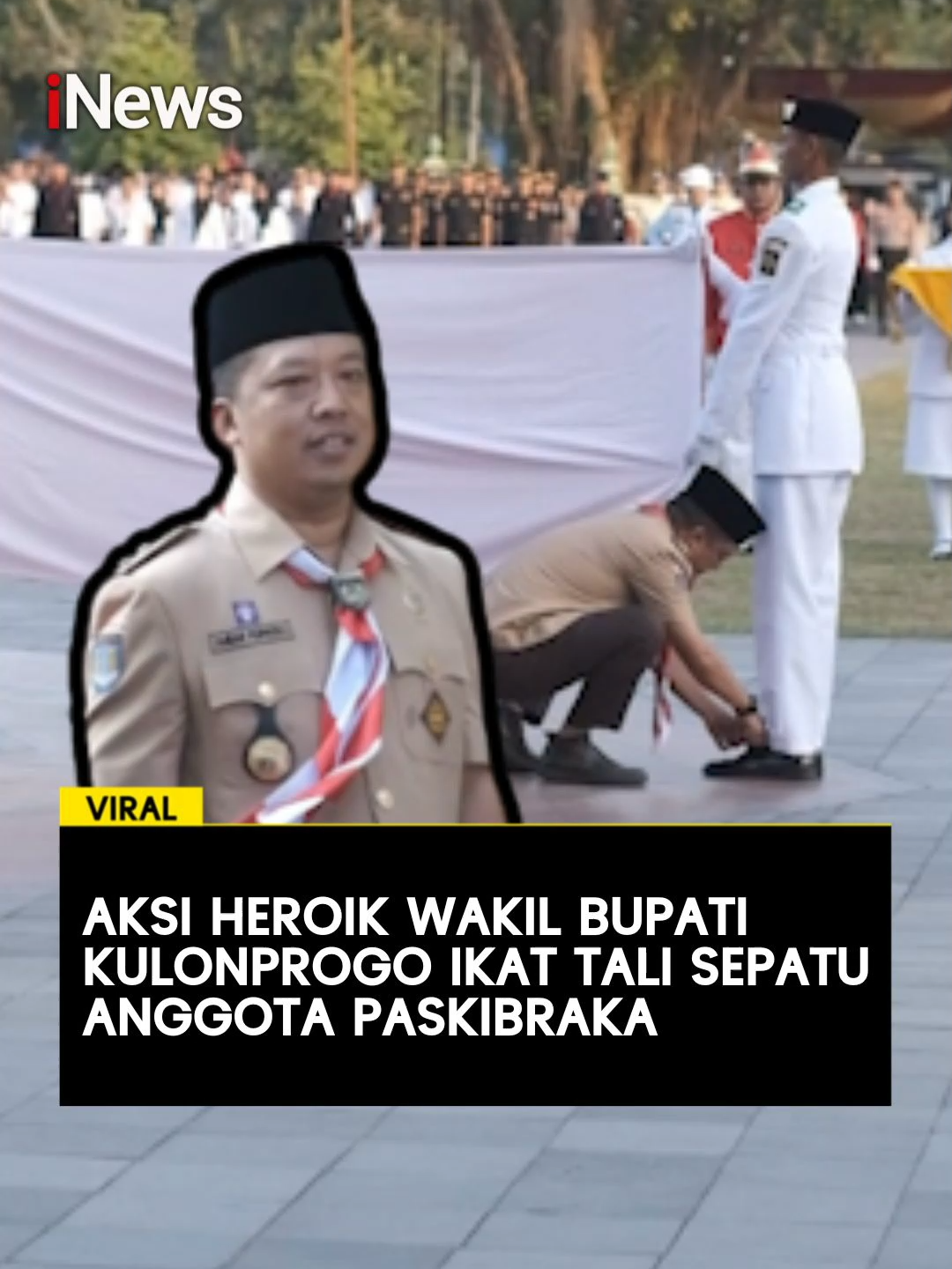 Viral di media sosial, aksi spontan Wakil Bupati Kulonprogo, Ambar Purwoko, saat membantu anggota Paskibraka yang tali sepatunya lepas ketika upacara penurunan bendera di Alun-alun Wates pada Minggu (17/8/2025). Tanpa ragu, Ambar turun dari panggung, lalu jongkok mengikatkan kembali tali sepatu sang anggota. Tindakan sederhana namun penuh makna ini dilakukan agar pasukan tetap bisa bertugas dengan baik, tanpa risiko terjatuh. Baca selengkapnya di sini:  https://yogya.inews.id/berita/viral-wabup-kulonprogo-betulkan-tali-sepatu-anggota-paskibra-saat-upacara-hut-ri #ViralKulonprogo #Yogyakarta #WakilBupati #AmbarPurwoko #HUTke80RI #Upacara #Inspiratif #WabupKulonprogo