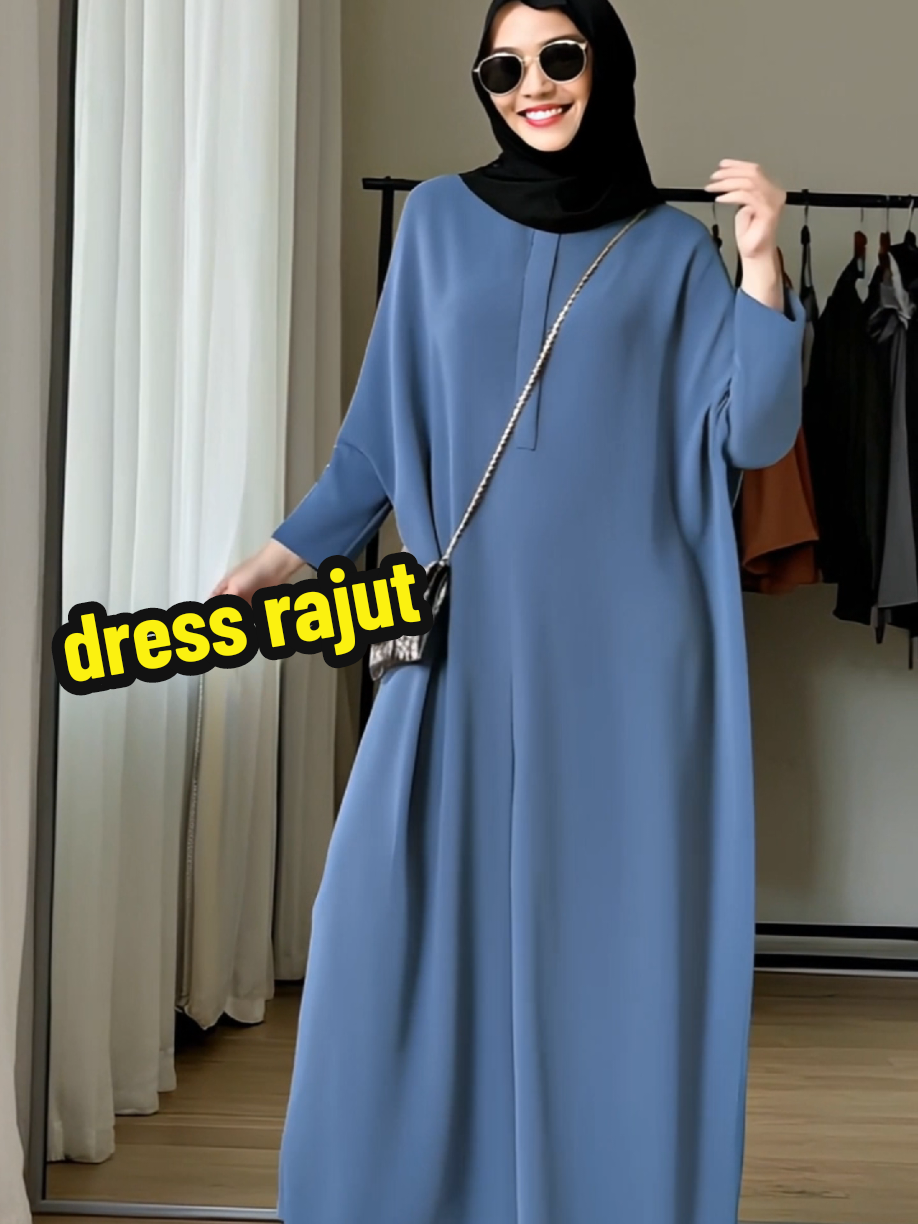 GONEGANI OFFICIAL - Dress Bahan Rajut Lengan Kancing Batwing Dress Non-Busui#dress #dressmuslimah #dresskekinian #fashion #fyp 
