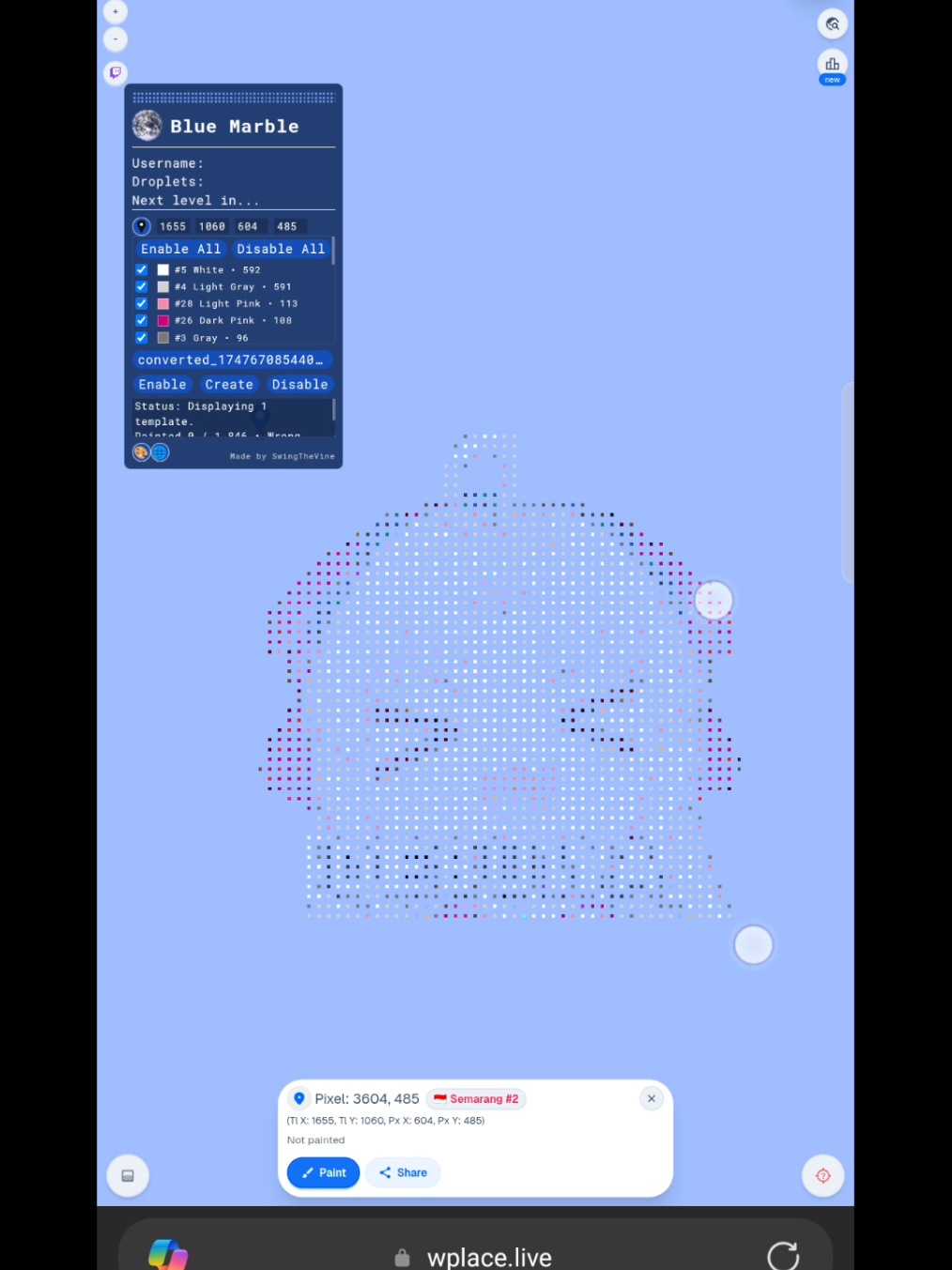 BlueMarble di Android . . #wplace #bluemarble #foryou 
