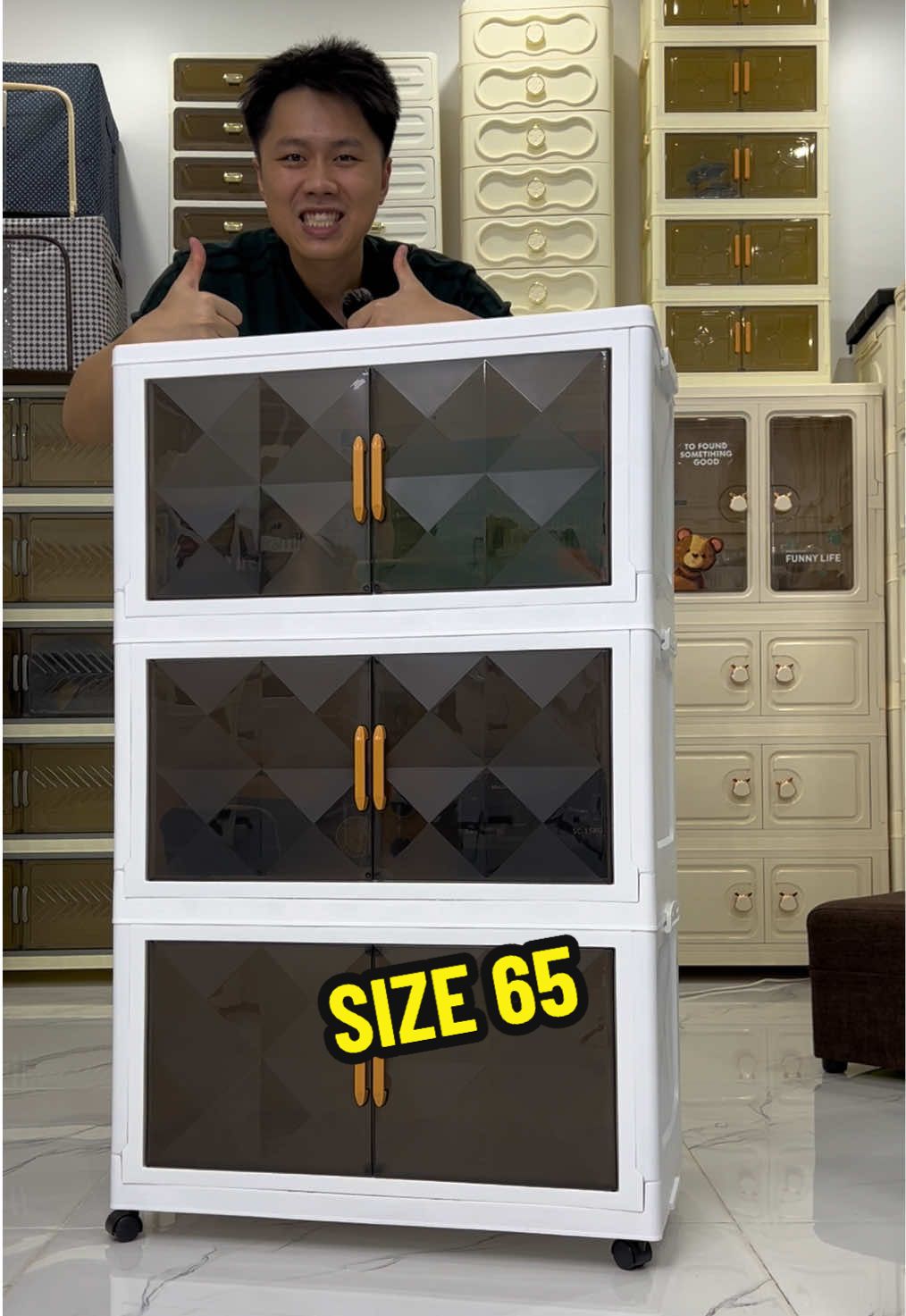 Tủ nhựa đa năng gấp gọn 3 tầng size 65. Chất liệu nhựa PP nguyên sinh bền bỉ dày dặn dẻo dai chịu tải tốt giúp gia tăng không gian cất trữ đồ đạc cho gia đình rất hữu ích. #ngancogang #tunhua #xuhuong #tunhua5tang #tudananggapgon  