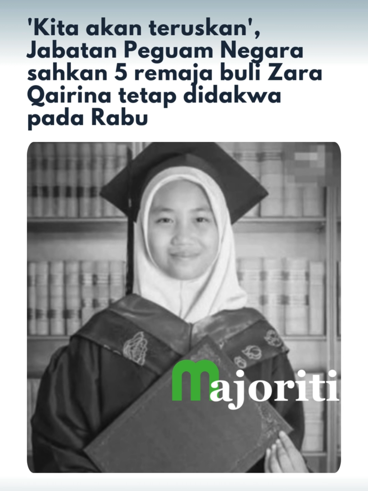 Pendakwaan terhadap lima remaja membuli Zara Qairina akan dilakukan mengikut jadual pada Rabu. #majoriti #beritaditiktok #trendingnewsmalaysia #zaraqairina #dakwamahkamah