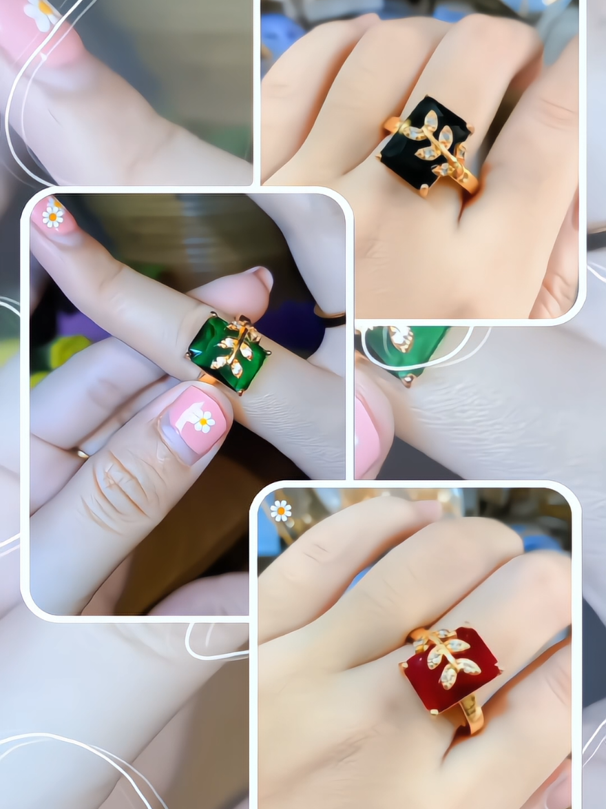 REKOMENDASI CINCIN  DAUN PERMATA CINCIN TITANIUM ANTI LUNTUR #cincin #cincin #cincintitanium #antingwanita #beliditiktokshop 