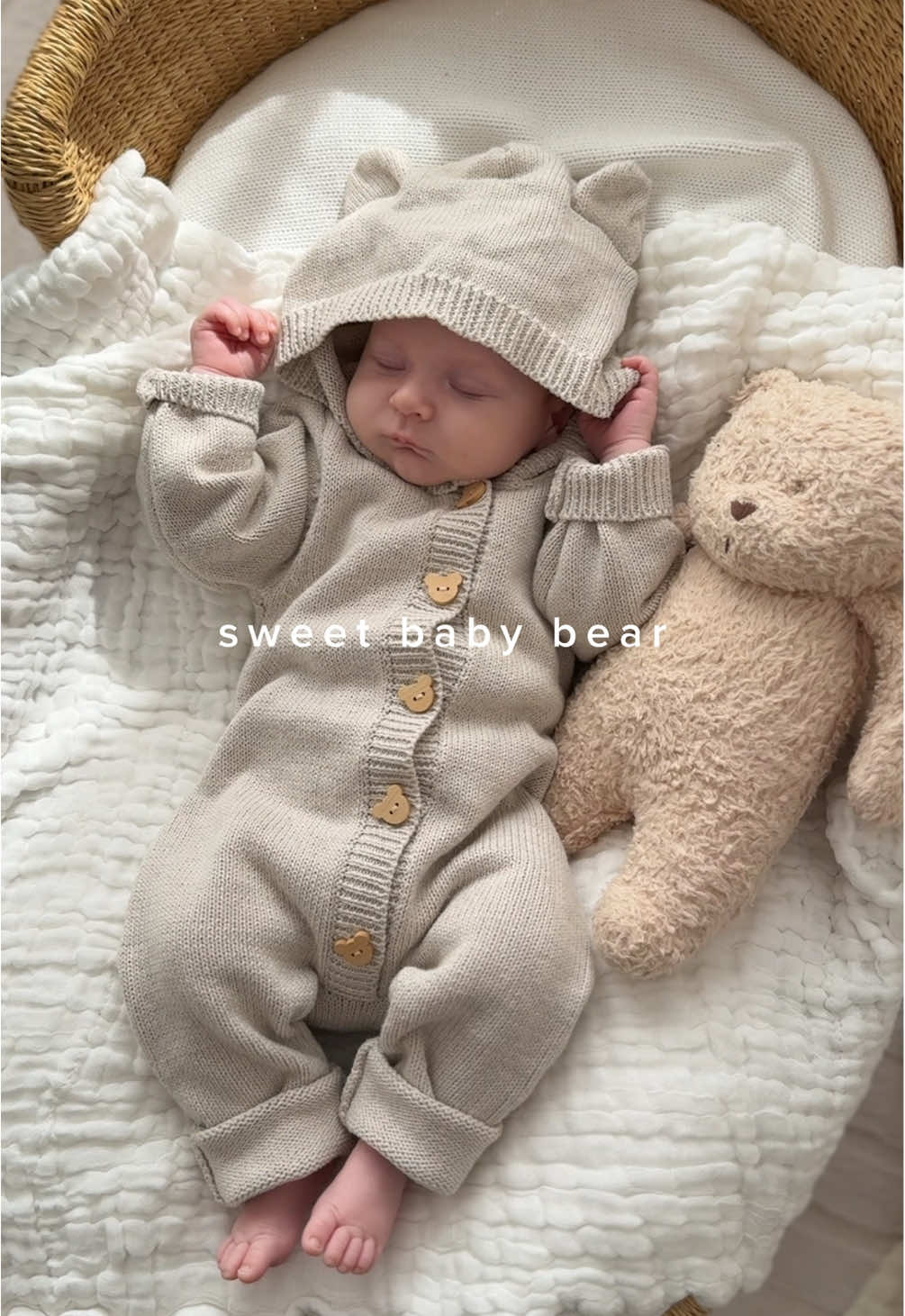 The sweetest bear outfit 🐻 #luxurybabyclothes #lunaandluca #heirloombabyclothes #autumnwintercollection #sleepybaby #babybear 