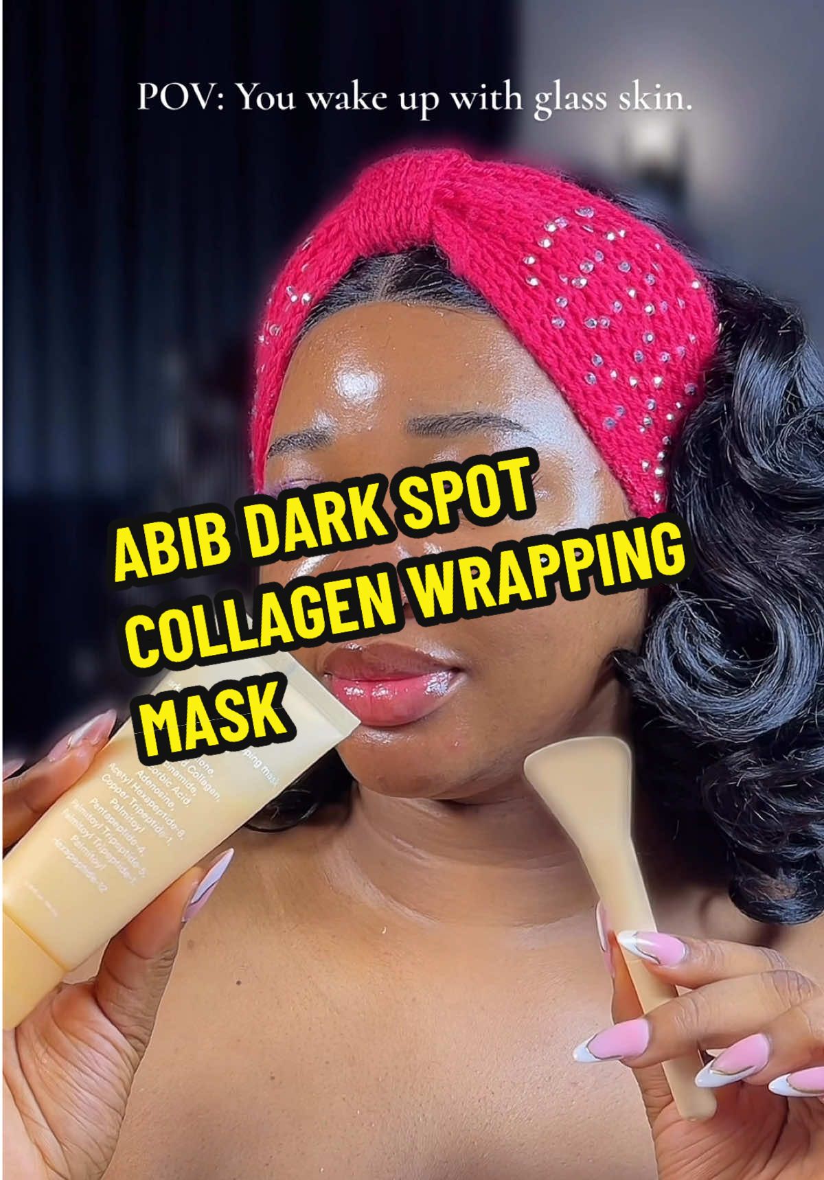 The Abib dark spot collagen wrapping mask is my new holy grail because what is that glow on my face????? 😭😭❤️✨ @Abib Cosmetics  #darkspotwrappingmask #abibwrappingmask #skincare 