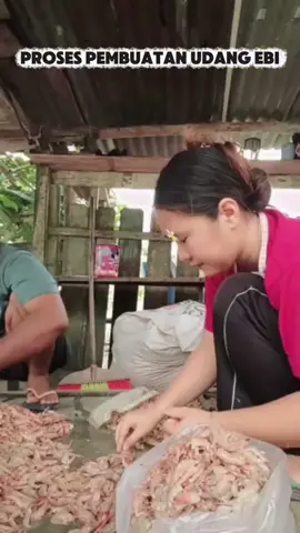 pekerjaan keseharian masyarakat di Kampong saye ..  ambek upah bikin  ebi ....dari potek2 sampai ke bersihkan yg udah kering...