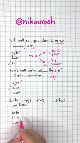 Prepositions of “Arrive”
