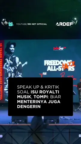 Musisi kenamaan Indonesia, Tompi melakukan speak up dan mengkritik soal isu royalti musik tanah air yang sedang menjadi salah satu sorotan publik dan isu utama dikalangan musisi Indonesia.  Tompi menyampaikan statement-nya dalam acara 10 Years Freedom Jazz Festival 2025 yang berlangsung pada 16/8 lalu, dan disiarkan secara live streaming oleh kanal YouTube RRI NET Official.  #tompi #musik #royaltimusik #indonesia #fyp 