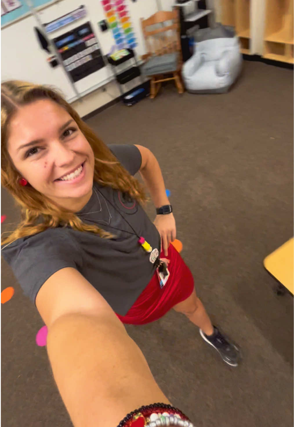 here is me the morning of my first day of teaching ever!!! soaking in these first couple of days with my kindergarten kiddos has been a dream come true! can’t believe we’re already three whole days in but so excited for more🧃🥳💗🤩 #firstyearteacher #kindergarten #myclassroom #dream #beginningoftheyear  