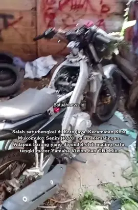 Salah satu bengkel di Koto Jaya, Kecamatan Kota Mukomuko, Senin (18/8) malam kemalingan. Adapun barang yang digondol oleh maling, satu tengki motor Yamaha Vixion dan CDI Mio.