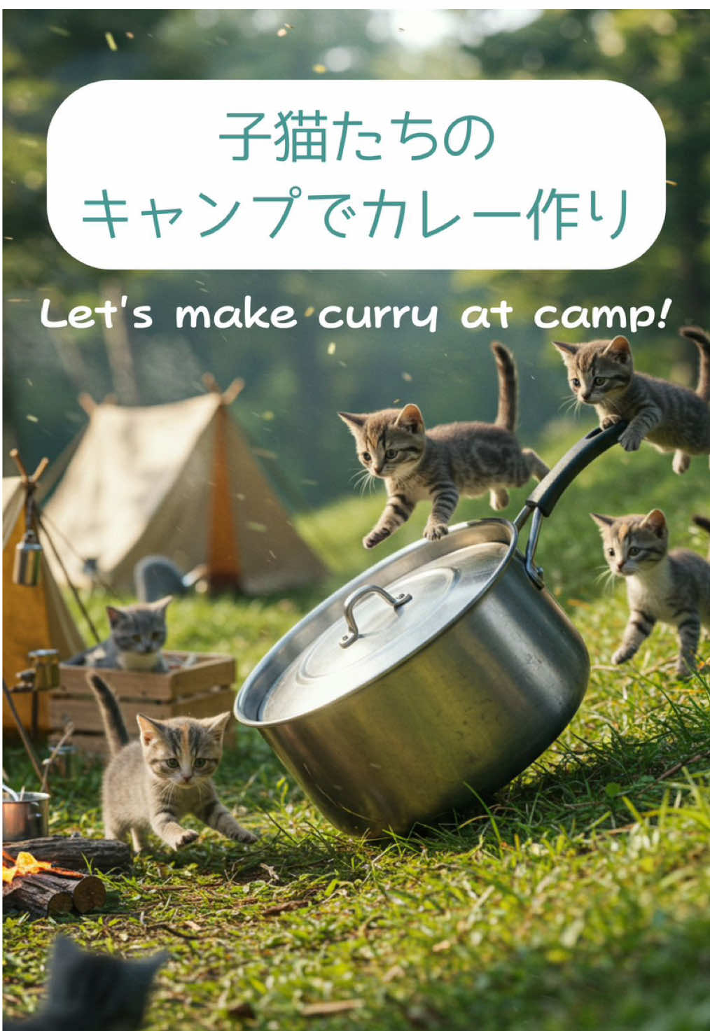 キャンプでカレー作りに挑戦した結果!? #猫 #AI #aicat #catcooking #ミニチュア 