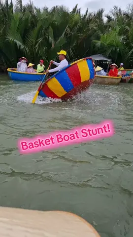 🚤💦 Hold on tight! This basket boat stunt will spin you right out of your seat 😱 Follow us for more adventures!! 🤩🤩 #BasketBoat #TravelAdventure #VietnamTrip #BoatStunt #WaterAdventure 