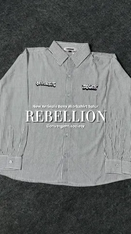 Bagian 439 | New Arrivals boxy workshirt salur Rebellion, go get yours! #outfit #convergent #boxy #workshirt 