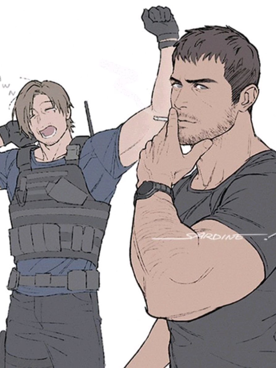 Leon y Chris Core #residentevil #residentevilvendetta #residentevildeathisland #leonkennedy #chrisredfield 