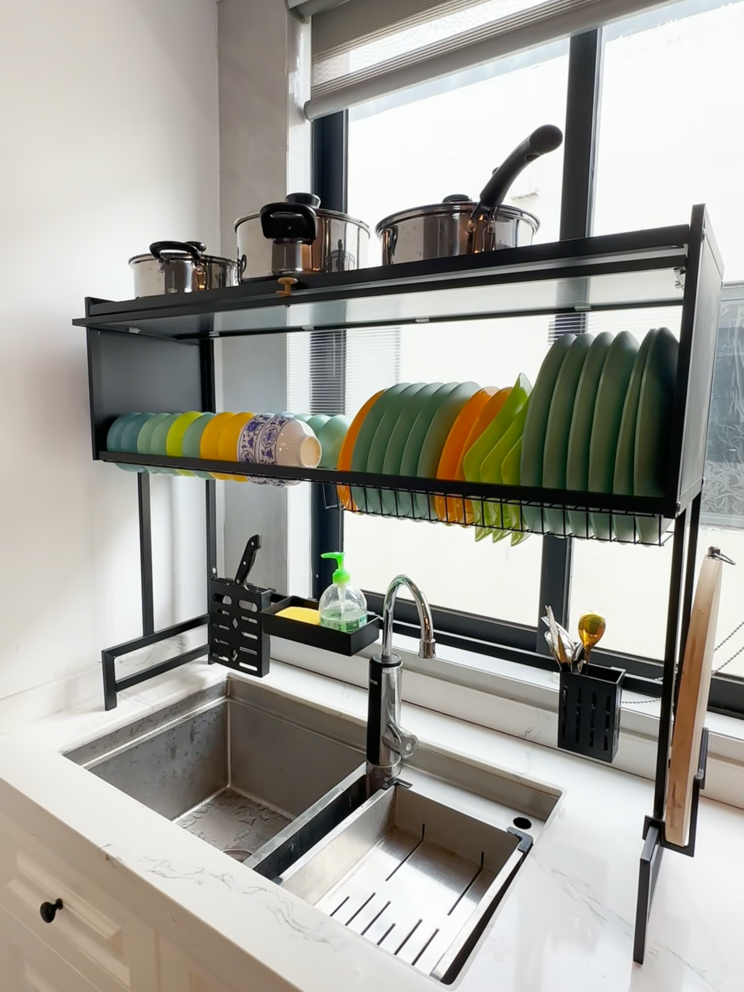 Rak wastafel kaki tinggi, rak penyimpanan piring dapur, nyaman untuk mengeringkan #ispecle #organizedhome #storage #dishcabinet #dapur #Penyimpanan #dishrack #Rakpanci #rakpiring