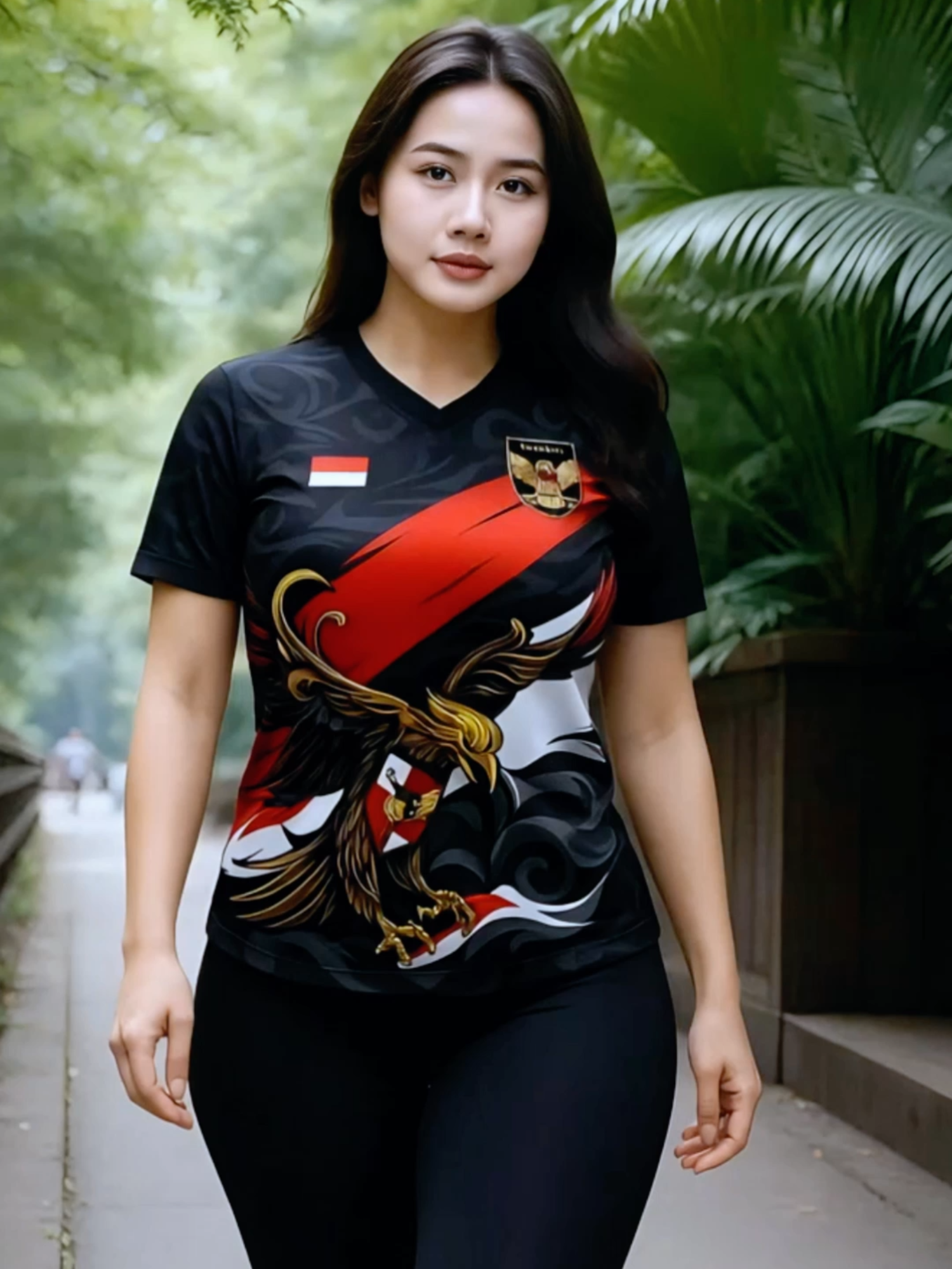 jersey garuda merah putih hitam bagus untuk joging running pagi dan sore hari
