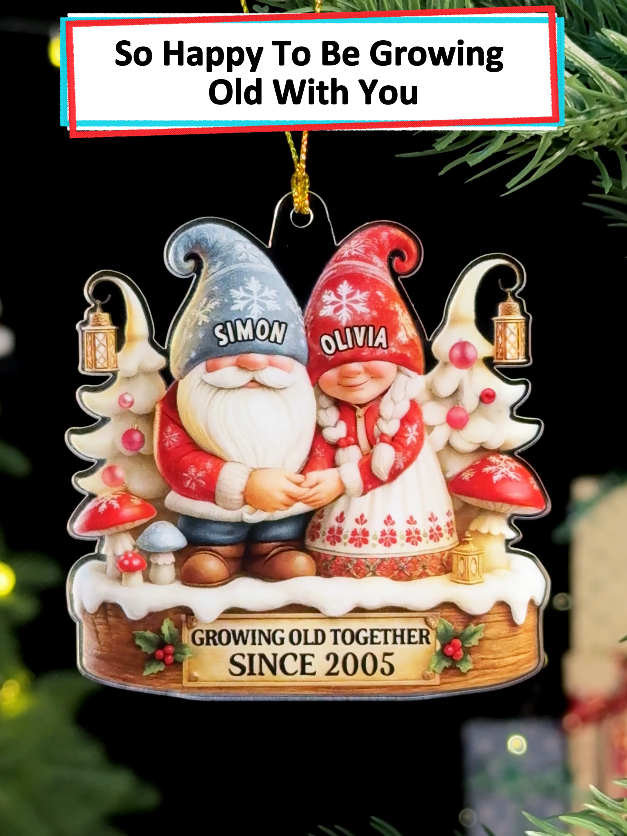 💖 Adorable gnome ornament reminds us of all our years together this holiday #wanderprints #personalized #gifts #christmas  #couplegift