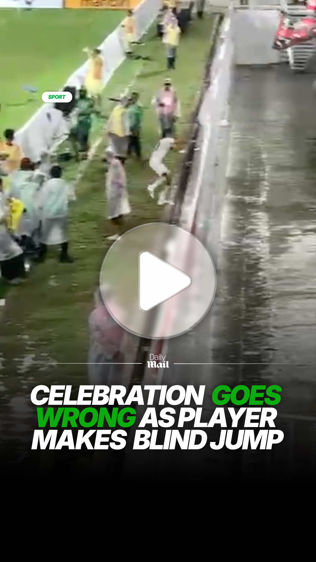 Celebrating player miraculously walks-away uninjured after making a blind jump 😳 🎥 nusaliga #news #sports #football #Soccer 