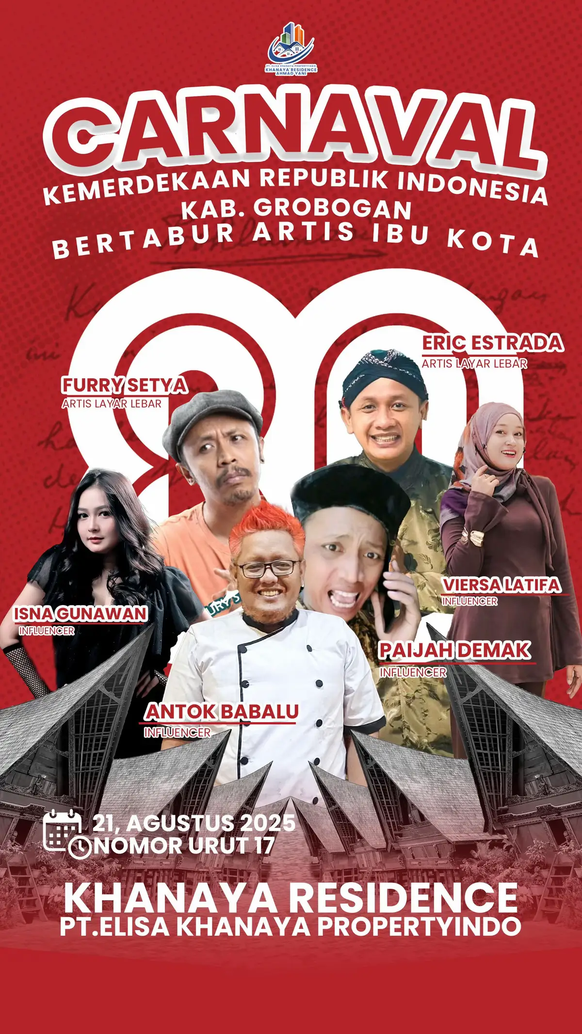 Jangan lupa nonton karnaval purwodadi grobogan hari Kamis 21 Agustus 2025 bersama KHANAYA RESIDENCE bertabut Bintang ✨🏘️🇮🇩 #karnavalpurwodadigrobogan #karnaval2025 #infogrobogan #17agustus2025 #hutri80indonesia🇮🇩 