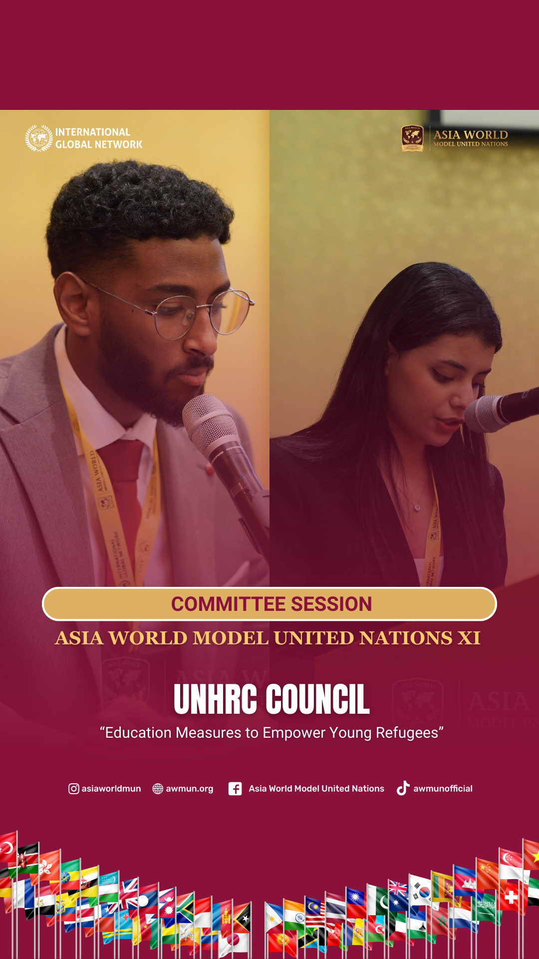 In the UNHRC Council, voices from across the world came together — Hassan Mohamed (Prince Sultan University, Sudan), Flavegi Monesa (BINUS University, Indonesia), Lana Mesri (University of Baghdad, Iraq), and Nafim Faizan Uddin (The Palmer Catholic Academy, United Kingdom). Each delegate carried their nation’s perspectives while debating universal questions of justice, freedom, and accountability. 🌍 If you had the chance to speak in a human rights forum, which issue would you put at the top of the agenda? Share your thoughts as we move toward AWMUN XII (Bali, 17–20 October 2025) and AYIMUN 19th (Bangkok, 21–24 November 2025). ✨ #AWMUN #AWMUNXI #AWMUNXII #MUN #ConnectingDreams
