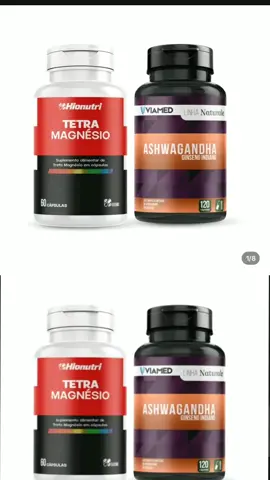 kit Tetra Magnésio 60 Cápsulas Hionutri Ashawagandha 120  Cápsulas 500mg Original.  #ashawagandha #suplementos #tretamagnesio #tiktokshop 
