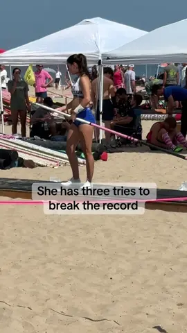 Pole vaulting at Charlotte Beach. She has three tries to break the record. It was so sweet how many people were rooting for her. #polevault #rochesterny 