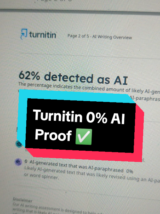 Got flagged by Turnitin AI Detection? 😱 From 62% AI ➝ 0% AI detected ✅ I help students & professionals humanize their work so it sounds natural, original, and polished. No stiff “robotic” writing — just authentic, human-like flow. ✨ Services I offer: ✅ AI Humanizing (Turnitin-safe) ✅ Academic & Research Editing ✅ Paraphrasing & Proofreading 📩 DM me if you need your paper to pass AI detection with confidence. #Turnitin #AIHumanizer #ThesisHelp #NoAI #capstone 
