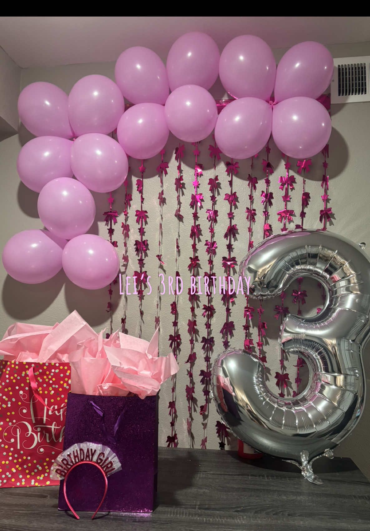 Something simple but it will mean the world to my baby girl!  This mom is exhausted, I did this at 3am because I fell asleep with her initially 🥹  #toddler #birthday #3 #decoration #growingup 