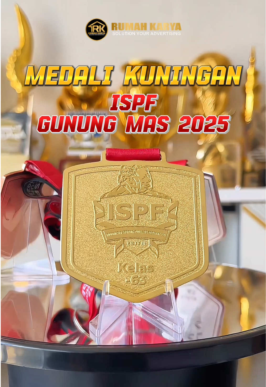 ISPF GUNUNG MAS 2025 📌Spesifikasi🏅 ✅ Bahan: Kuningan ✅ Ukuran: 7 cm | Tebal: 2 mm ✅ Sistem Produksi: Etching ✅ Finishing: Sepuh manual  ✅ Tali: Printing – Bisa custom warna & logo 🎨 FREE Desain – Custom logo, tulisan & motif 📌 Minimal order: 3 pcs 📞 Order via WhatsApp: 0813-1705-8504 📲 Find us On: @RumahKarya.Official #ispf #panco #medaliemas #rumahkaryaofficial 