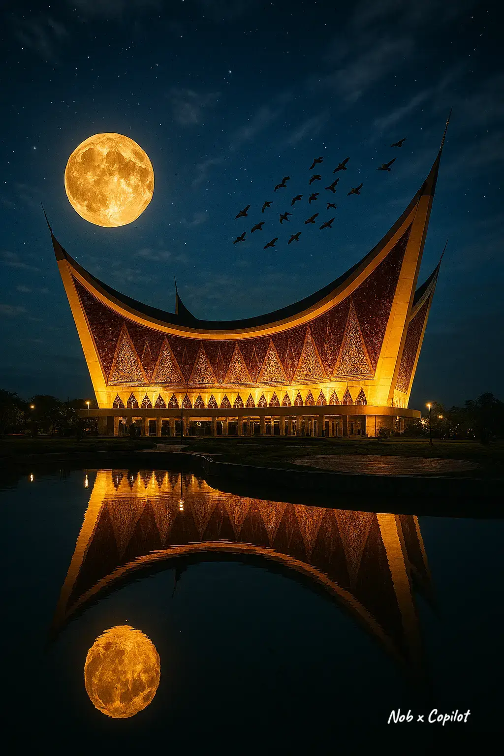 assalamualaikum, bismillahirrahmanirrahim. 🕌 Sejarah Masjid Raya Sumatera Barat Gagasan pembangunan masjid ini muncul pada tahun 2005, saat Kota Padang dianggap belum memiliki masjid representatif untuk menampung jamaah dalam jumlah besar. Awalnya, Gubernur Zainal Bakar hanya ingin merenovasi Masjid Nurul Iman. Namun, peristiwa diplomatik tahun 2006—saat Presiden SBY dan PM Malaysia Abdullah Badawi harus salat Jumat di Bukittinggi karena Padang tak punya masjid yang layak—menjadi titik balik. Sayembara desain masjid digelar tahun 2006, diikuti oleh 323 peserta. Pemenangnya adalah arsitek Rizal Muslimin dari Urbane, Bandung, yang mengusung desain tanpa kubah, melainkan atap gonjong khas Minangkabau. Peletakan batu pertama dilakukan oleh Gubernur Gamawan Fauzi pada 21 Desember 2007. Pembangunan berlangsung bertahap dan sempat tertunda akibat gempa 2009 dan keterbatasan anggaran. Masjid ini akhirnya diresmikan pada 4 Januari 2019. --- 🏗️ Penjelasan Arsitektur dan Filosofi Masjid ini berdiri di atas lahan seluas 7,5 hektare di Jalan Chatib Sulaiman, Padang. Bangunannya berbentuk persegi dengan sudut melancip, terinspirasi dari bentangan kain saat Nabi Muhammad mengangkat Hajar Aswad. Atap gonjongnya merepresentasikan Rumah Gadang, simbol adat Minangkabau yang berpadu dengan falsafah Adat Basandi Syarak, Syarak Basandi Kitabullah. Keunikan lainnya: - Tanpa kubah, menjadikannya ikon arsitektur Islam kontemporer - Mihrab menyerupai Hajar Aswad, dengan latar putih dan kaligrafi Asmaul Husna - Menara setinggi 85 meter, terbuka untuk umum sebagai tempat wisata - Struktur tahan gempa, dirancang sebagai tempat evakuasi darurat - Ruang utama tanpa tiang tengah, menciptakan kesan lapang dan sakral - Julukan: Masjid Seribu Pintu Angin, karena banyaknya akses masuk dan ventilasi alami --- 📚 Daftar Pustaka  1. Wikipedia Bahasa Indonesia. “Masjid Raya Sumatera Barat.” https://id.wikipedia.org/wiki/MasjidRayaSumateraBarat 2. Traveloka. “Masjid Raya Sumatera Barat: Sejarah, Keistimewaan, dan Fakta Lainnya.” Traveloka Destination Guide 3. Tagar.id. “Filosofi dan Keistimewaan Bangunan Masjid Raya Sumatra Barat.” https://www.tagar.id/filosofi-dan-keistimewaan-bangunan-masjid-raya-sumatra-barat 4. Pemerintah Provinsi Sumatera Barat. “Sejarah Masjid Raya Sumatera Barat.” https://masjidraya.sumbarprov.go.id/home/profile/3 5. Etdayanti, Etdayanti. “Destinasi Wisata Religi Masjid Raya Sumatera Barat Tahun 2007–2019.” Skripsi Universitas Andalas. http://scholar.unand.ac.id/63639/ 6. Alvin Yuriski et al. “Identifikasi Potensi Masjid Raya Sumatera Barat sebagai Objek Wisata Religi.” Universitas Bung Hatta. https://ejurnal.bunghatta.ac.id/index.php/JFTSP/article/view/23390/19025 #masjidrayasumbar #mosque #fyp #bismillahfyp #ustadzabdulsomad 