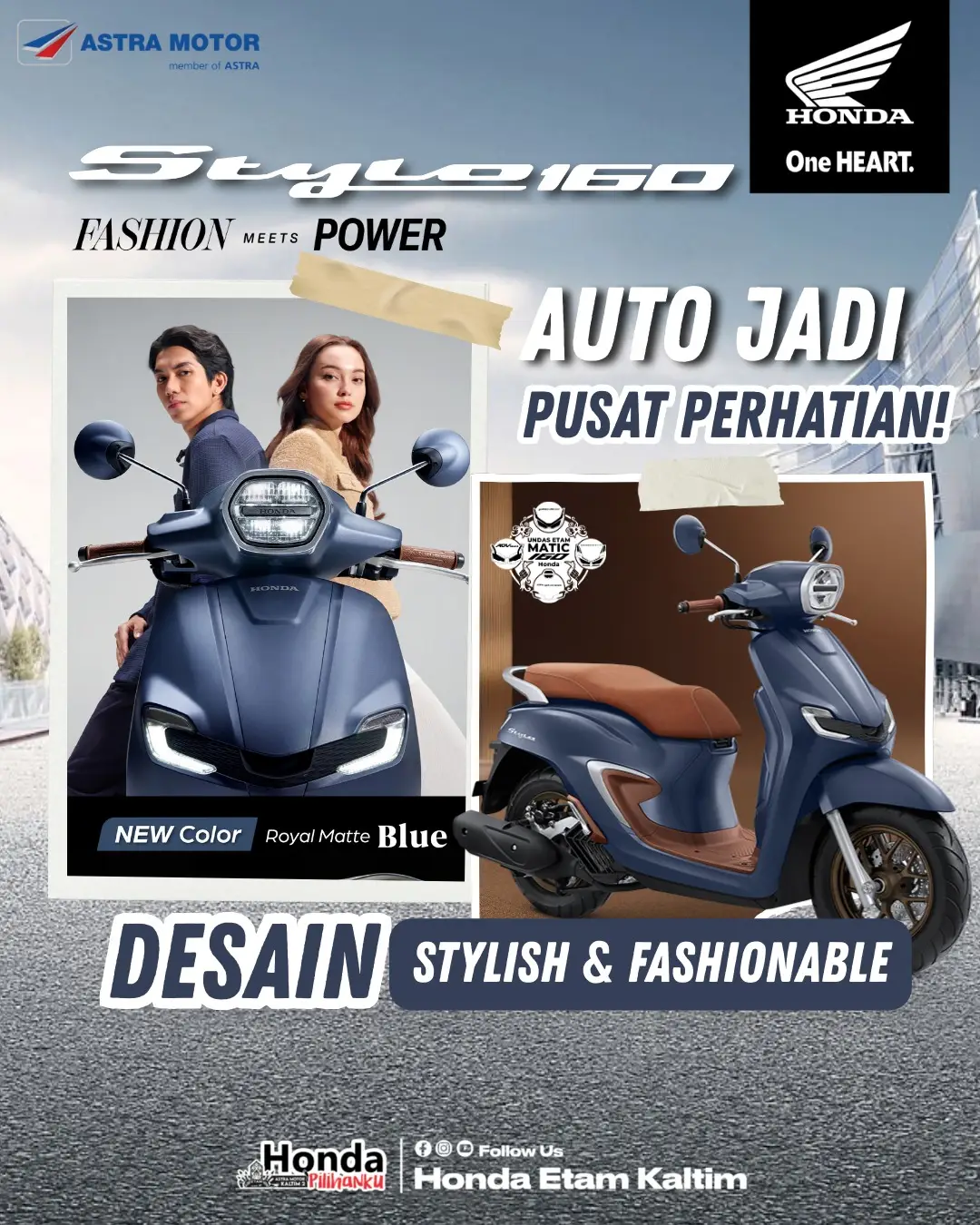 buat kamu yang pengen jadi pusat perhatian langsung aja ke Dealer Honda terdekat didaerah kamu dan miliki Honda Stylo 160 yang punya Desain Stylish & Fashionable ada warna baru loh, Royal Matte BLUE, pasti cocok buat kamu #stylo #fashionable #fashionMeetsPower  #astrahondamotor #astramotor 